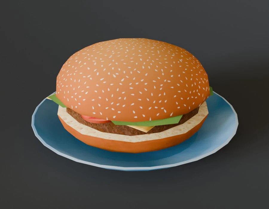 Hamburger stilizzato Modello 3D .c4d .max .obj .3ds .fbx .stl .blend
