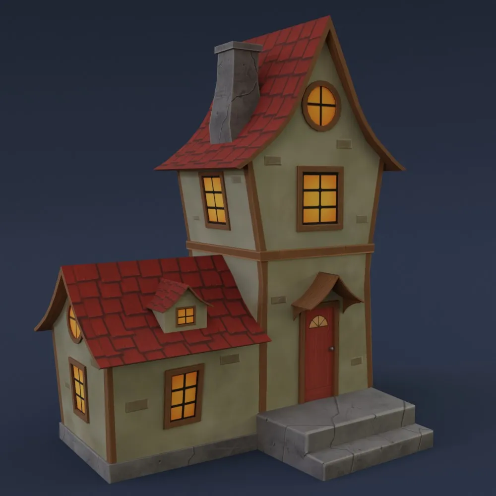 Stylized Fantasy House 3D Model .c4d .max .obj .3ds .fbx .stl .blend 