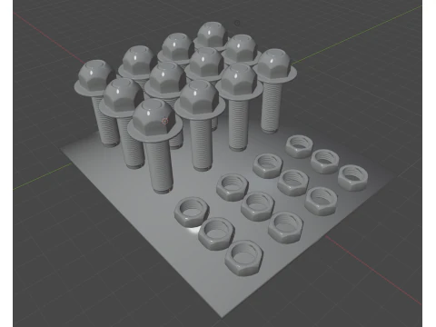 Tuercas y tornillos 3D Model