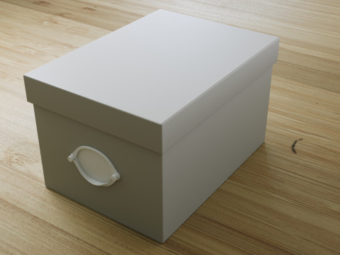 KVARNVIK Caja con tapa beige 25x35x20 cm Modello 3D