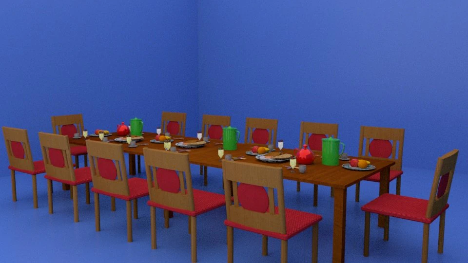 decorated breakfast table 3D Model .c4d .max .obj .3ds .fbx .stl .blend