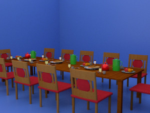 decorated breakfast table 3D Model