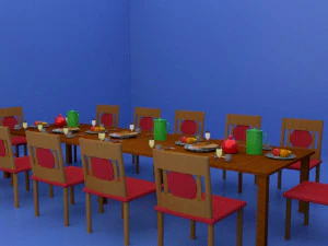 mesa de caf&eacute; da manh&atilde; decorada Modelo 3D