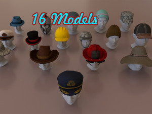 helmets hats pack lowpoly 3D Model