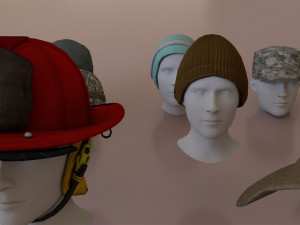 helmets hats pack lowpoly Modelo 3D