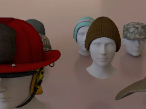helmets hats pack lowpoly 3D Model