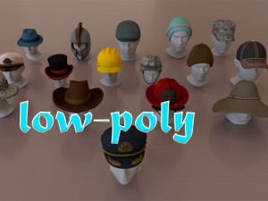 helmets hats pack lowpoly Modelo 3D