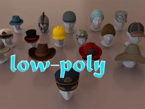 helmets hats pack lowpoly 3D Model