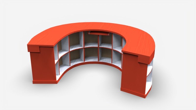 Semi Circular Reception Desk 3D Модель .c4d .max .obj .3ds .fbx .stl .blend