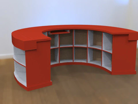 Semi Circular Reception Desk 3D Model