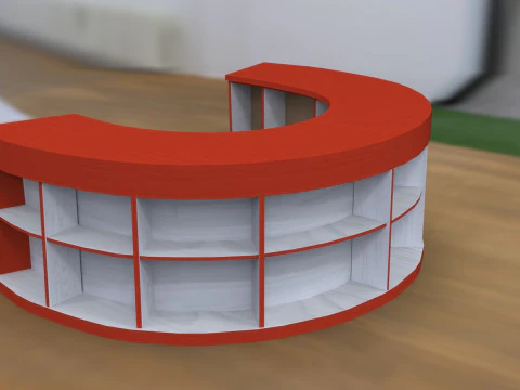 Semi Circular Reception Desk 3D Model