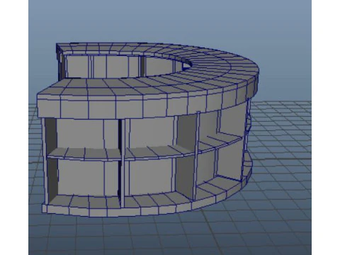 Semi Circular Reception Desk 3D Model