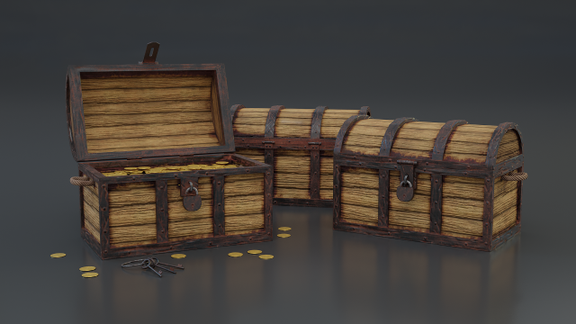 treasure chest 3D Модель .c4d .max .obj .3ds .fbx .stl .blend 