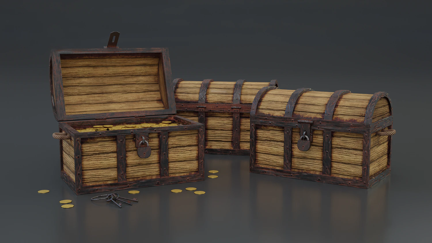 treasure chest 3D Model .c4d .max .obj .3ds .fbx .stl .blend