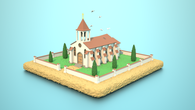 church 3Dモデル .c4d .max .obj .3ds .fbx .stl .blend 