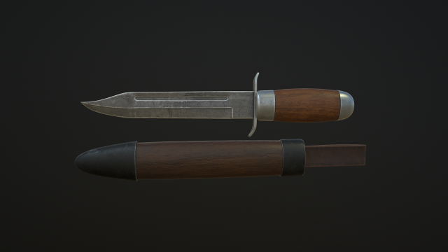 hunting knife 3D 모델 .c4d .max .obj .3ds .fbx .stl .blend 