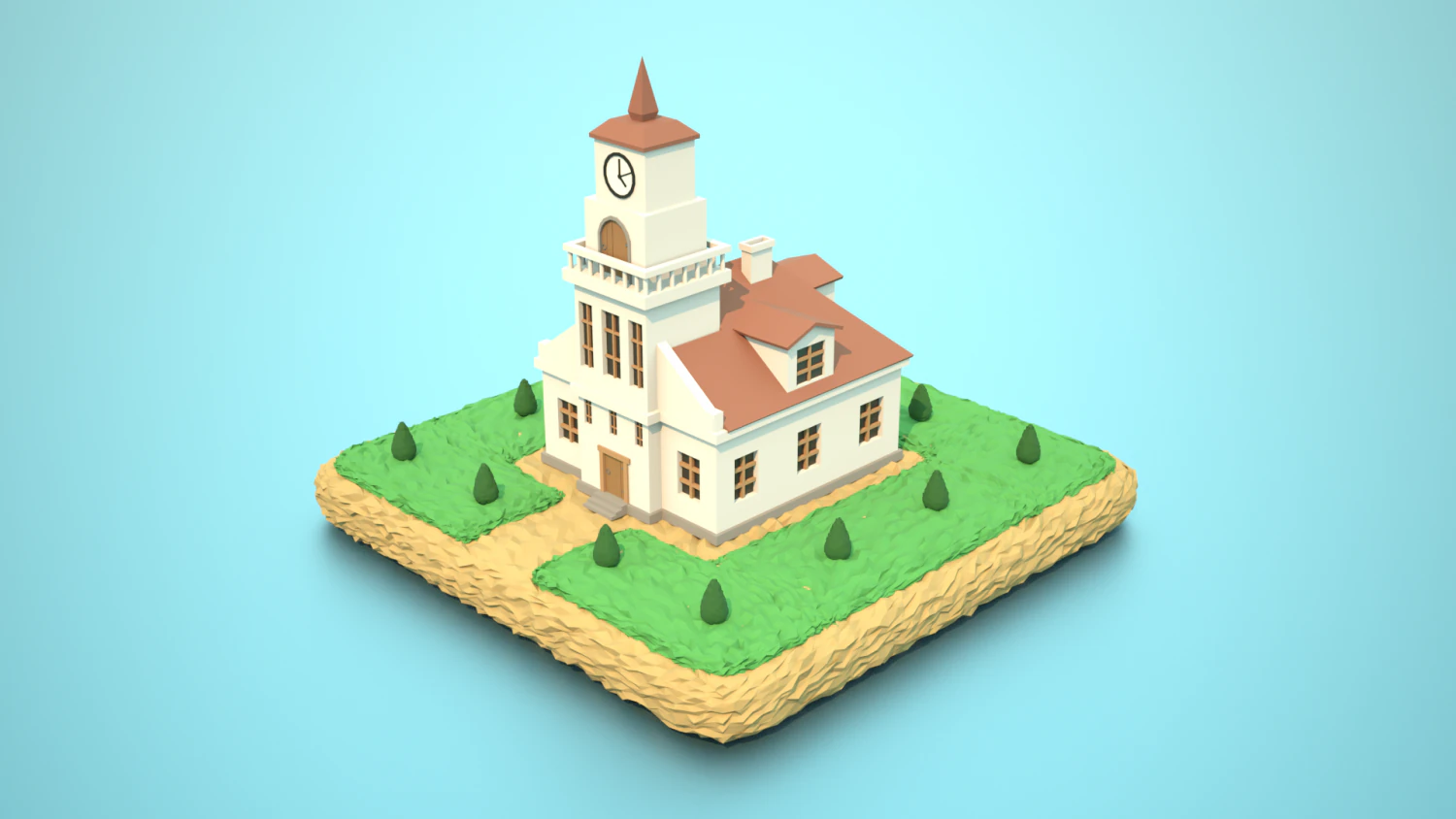 city hall 3D Model .c4d .max .obj .3ds .fbx .stl .blend 