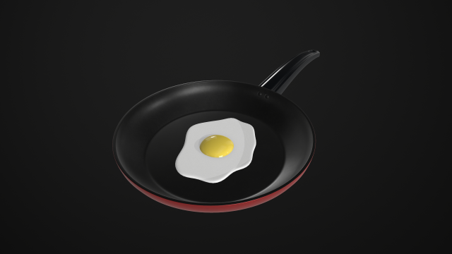 egg in a frying pan 3D मॉडल .c4d .max .obj .3ds .fbx .stl .blend 