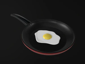 egg in a frying pan 3D Model