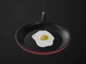 egg in a frying pan 3D Model