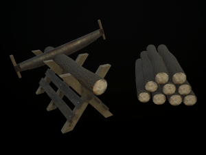 saw and logs Model 3D