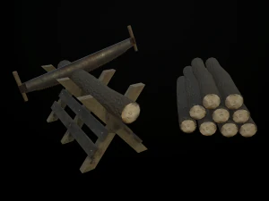 saw and logs 3D Model