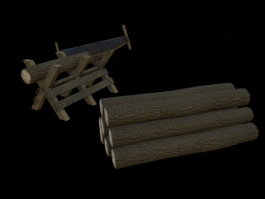 saw and logs 3D Model