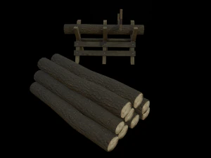 saw and logs 3D Model