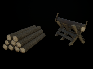 saw and logs Model 3D
