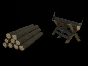 saw and logs 3D Model