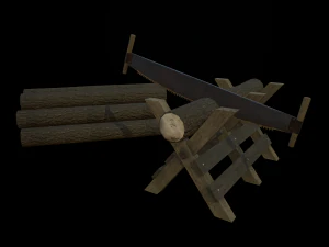 saw and logs 3D Model