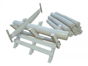 saw and logs 3D Model