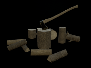 ax and firewood Modèle 3D
