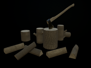 ax and firewood 3D Model