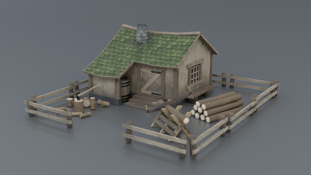 lumberjack house 3D Model .c4d .max .obj .3ds .fbx .stl .blend 