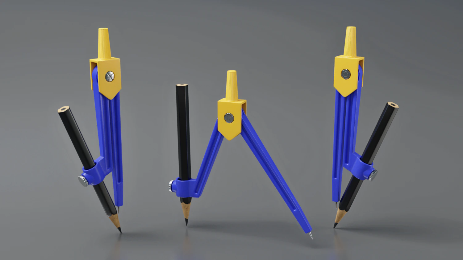 drawing compass plastic 3D Model .c4d .max .obj .3ds .fbx .stl .blend 