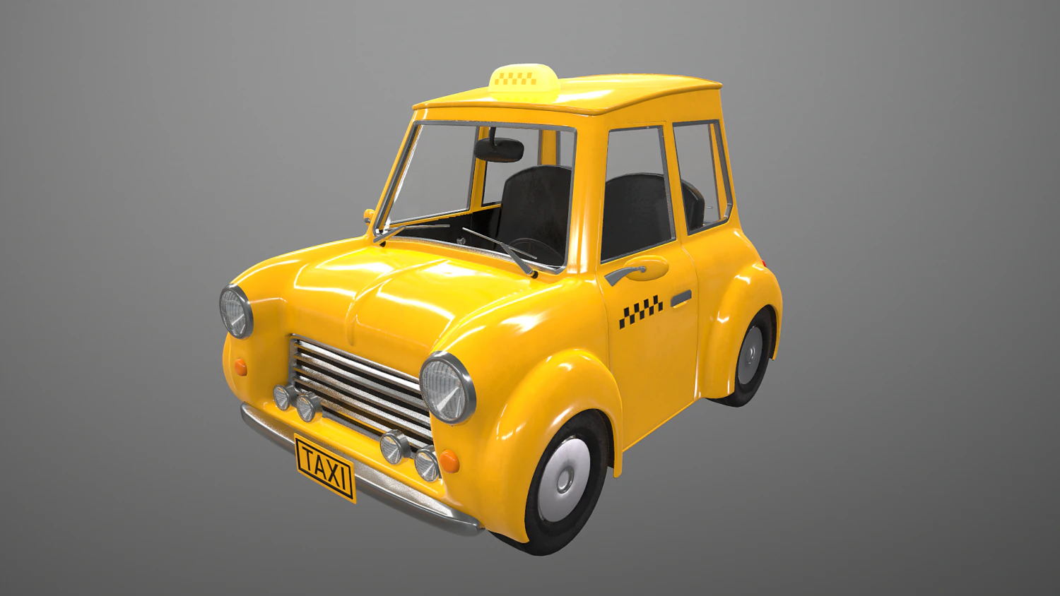 mini taxi car 3D Model .c4d .max .obj .3ds .fbx .stl .blend 