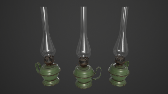 old kerosene lamp 3D Model .c4d .max .obj .3ds .fbx .stl .blend 