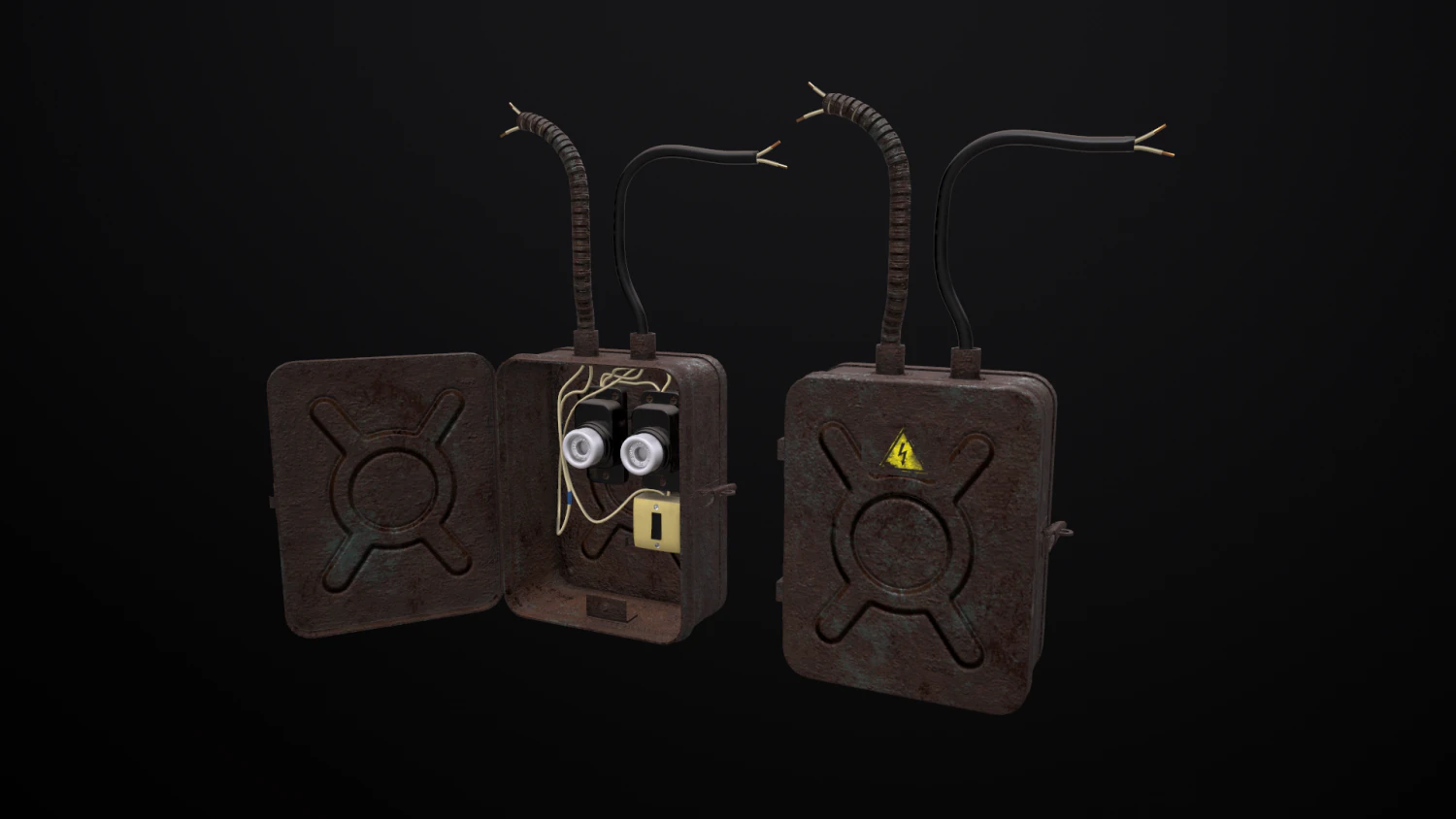 old electrical panel 3D Model .c4d .max .obj .3ds .fbx .stl .blend 