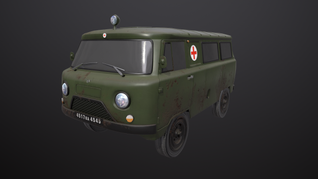 old uaz 452 2206 sanitary Model 3D .c4d .max .obj .3ds .fbx .stl .blend 