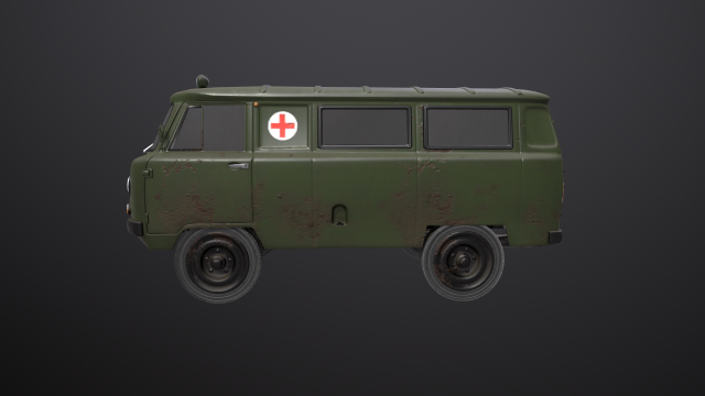 old uaz 452 2206 sanitary 3D Модель in Карт 3DExport