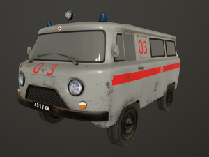 old uaz 452 2206 ambulance 3D Model