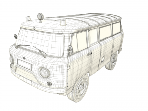 old uaz 452 2206 ambulance Model 3D