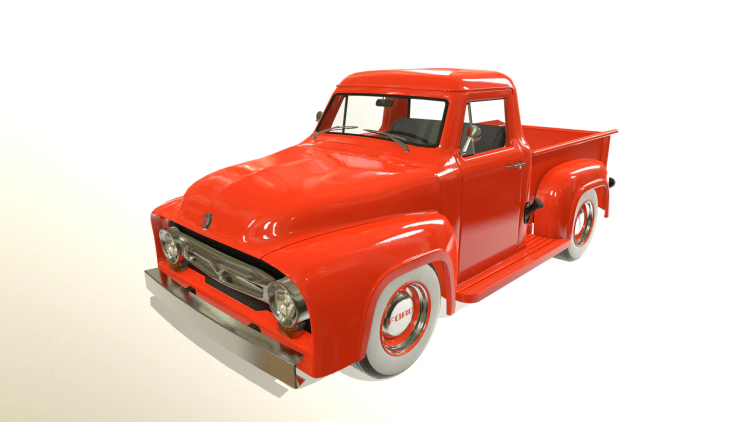 pickup truck red 3D Model .c4d .max .obj .3ds .fbx .stl .blend