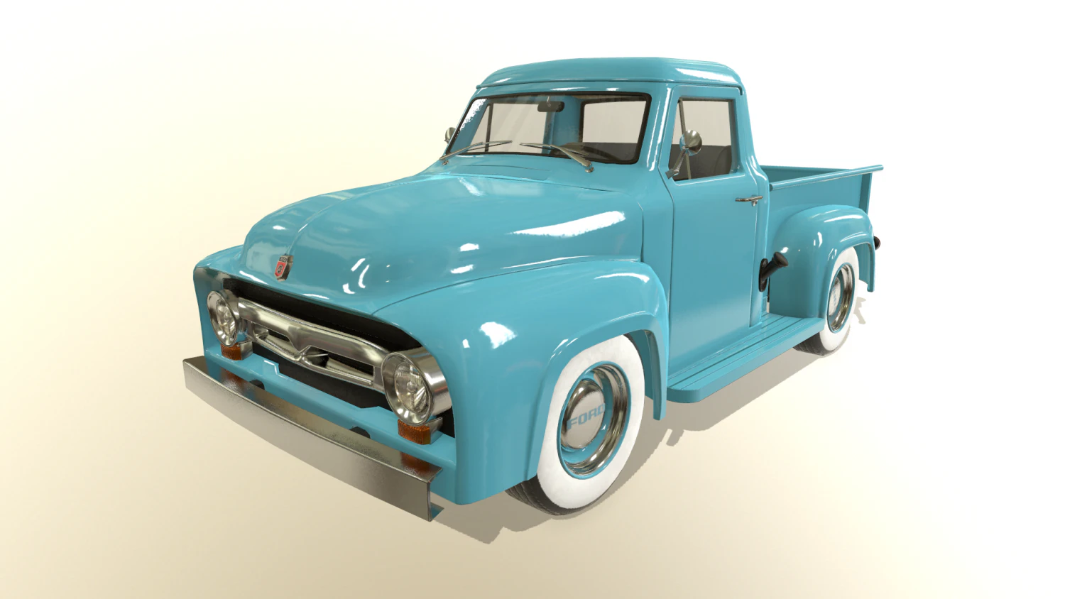pickup truck blue 3D Model .c4d .max .obj .3ds .fbx .stl .blend 