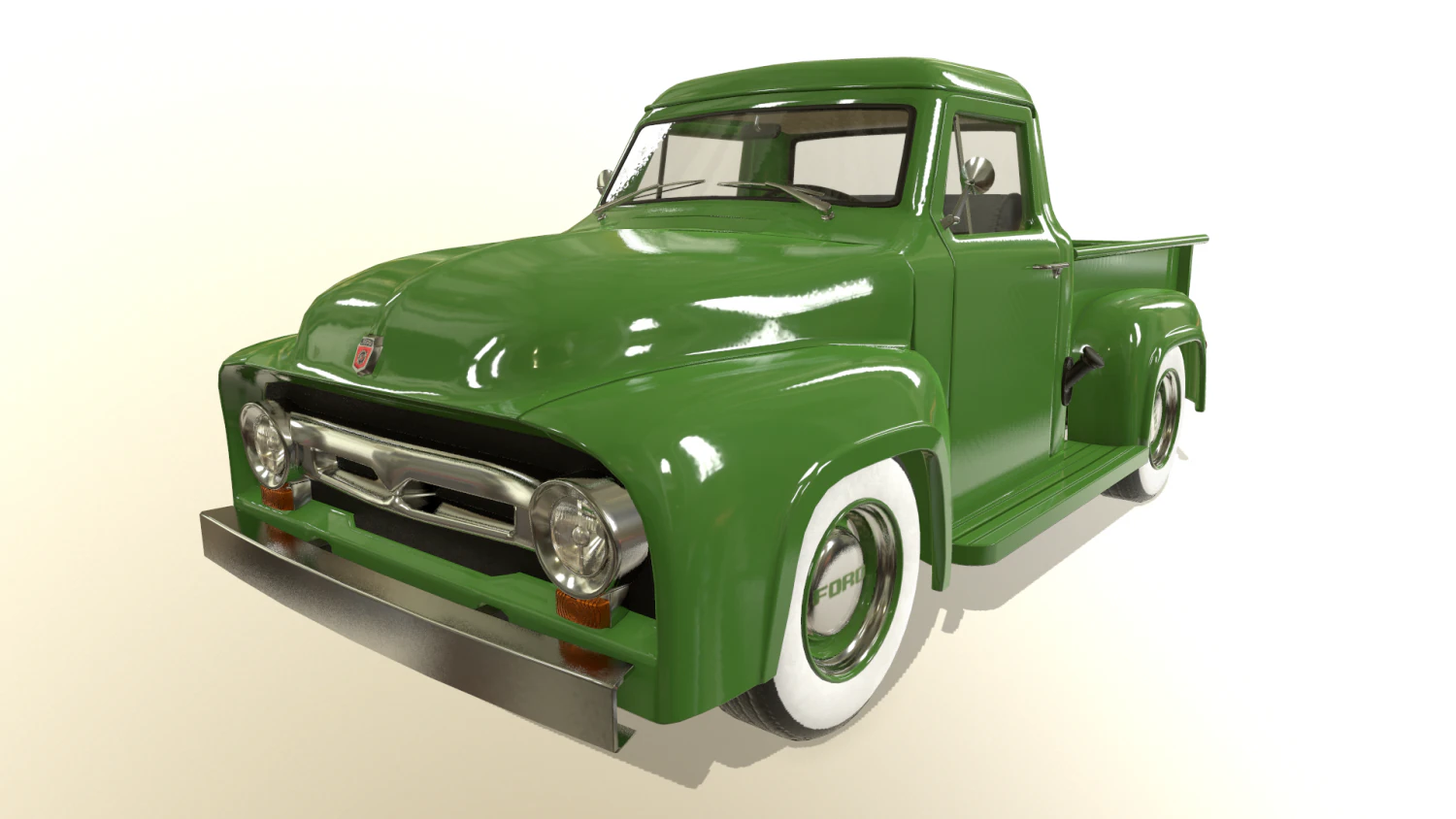 pickup truck green 3D Model .c4d .max .obj .3ds .fbx .stl .blend