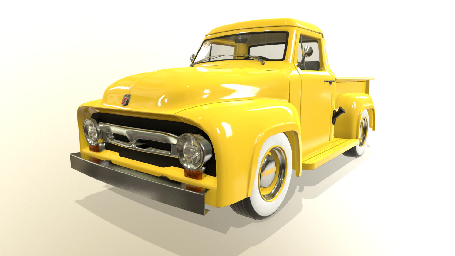 pickup truck yellow 3D Model .c4d .max .obj .3ds .fbx .stl .blend 