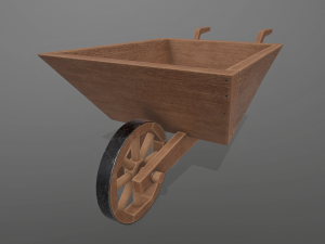 garden wheelbarrow wooden 3D Model