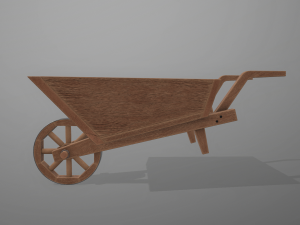 garden wheelbarrow wooden 3D Model