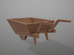 garden wheelbarrow wooden 3D Model
